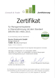 Zertifikat DIN EN ISO 14001