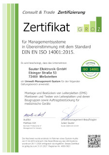 Zertifikat DIN EN ISO 14001